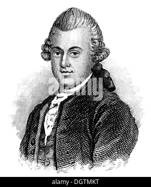 Gotthold Ephraim Lessing, 1729 - 1781, un poeta del tedesco illuminismo, Foto Stock