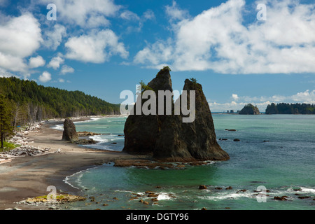 WASHINGTON - Rialto Beach sulla costa del Pacifico nel Parco Nazionale di Olympic. Foto Stock