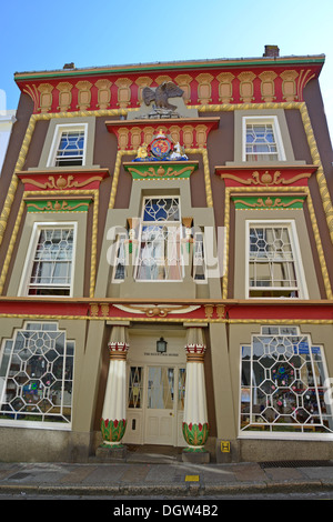 Xix secolo la casa egiziana, Chapel Street, Penzance, Cornwall, England, Regno Unito Foto Stock