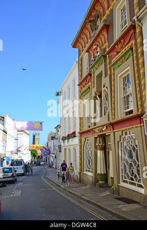 Xix secolo la casa egiziana, Chapel Street, Penzance, Cornwall, England, Regno Unito Foto Stock