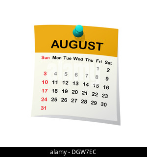 2014 il calendario per il mese di agosto. Foto Stock