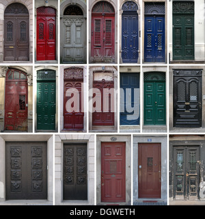 Set di 19 porte antiche della città di Porto, Portogallo. Foto Stock