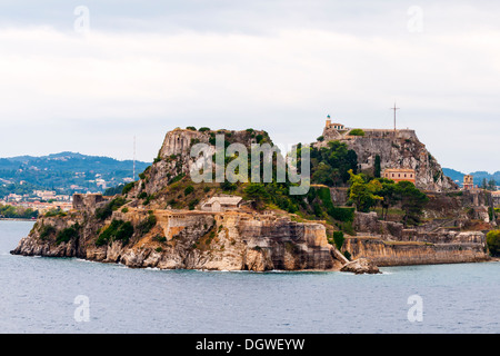 La città vecchia di fort, isola di Corfu, Isole Ionie, isole greche, Grecia, Europa Foto Stock