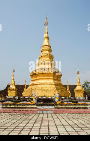 Il Buddismo Theravada, stupa dipinta in oro, nero pagoda, Damenglong, Xishuangbanna, Sipsongpanna, nella provincia dello Yunnan in Cina e Asia Foto Stock