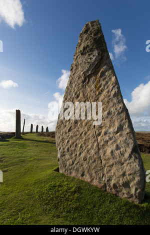 Isole di Orkney, Scozia. Vista pittoresca di Orkney's storico Ring di Brodgar. Foto Stock