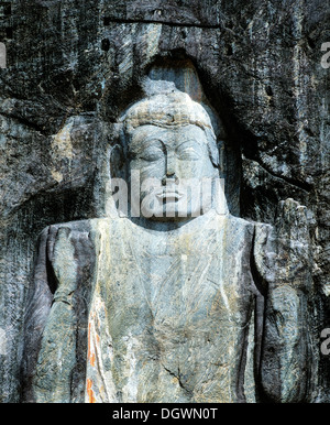 Deepangkara statua del Buddha, dettaglio Buduruvagala, rock di sculture buddista, Buduruvagala, Buduruwagala, Wellawaya Foto Stock