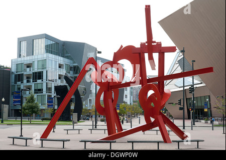 Arte moderna di fronte al Museo di Arte, il Centro Civico, Denver, Colorado occidentale degli Stati Uniti, Stati Uniti d'America Foto Stock