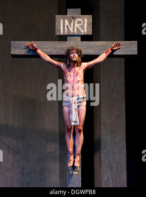 La crocifissione di Gesù Cristo, la Rappresentazione della Passione 2010, Oberammergau Baviera Foto Stock