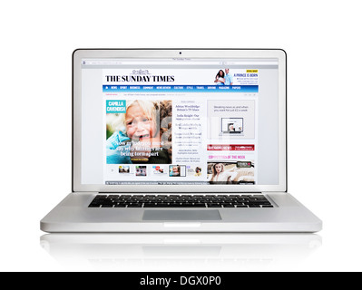 Il Sunday Times online news sito web su uno schermo del notebook Foto Stock