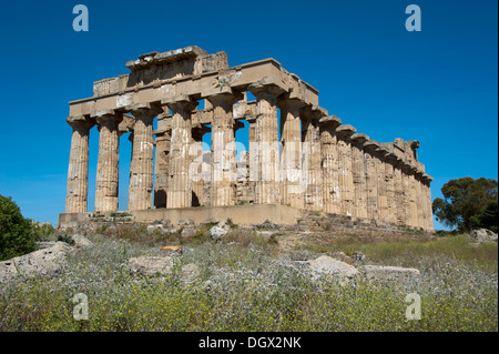 Il Tempio greco di Hera, Tempio e, Selinunte, Sicilia, Italia, Europa Foto Stock