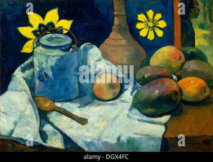 Natura morta con teiera e frutta - da Paul Gauguin, 1896 Foto Stock