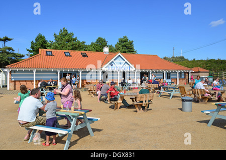 Beach Cafe a pinete, Pozzi-next-il-Mare, Norfolk, Inghilterra, Regno Unito Foto Stock