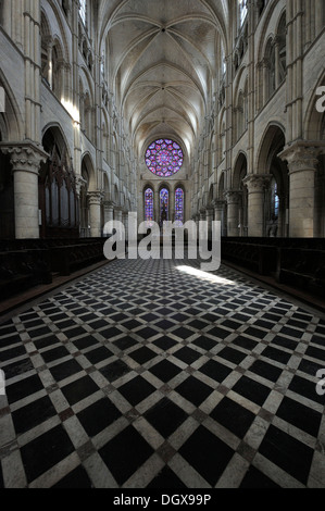 Navata della cattedrale di Reims, in Francia, in Europa Foto Stock