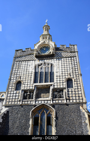 Xv secolo Norwich Guildhall, la piazza del mercato, Norwich, Norfolk, Inghilterra, Regno Unito Foto Stock