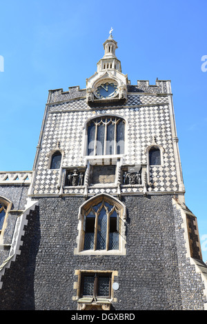 Xv secolo Norwich Guildhall, la piazza del mercato, Norwich, Norfolk, Inghilterra, Regno Unito Foto Stock