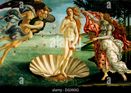 La Nascita di Venere - di Sandro Botticelli, 1486 - solo uso editoriale. Foto Stock