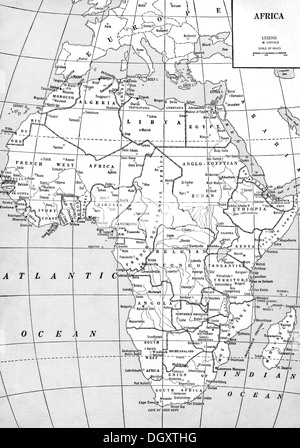 Mappa vecchia di Africa, 1930 Foto Stock