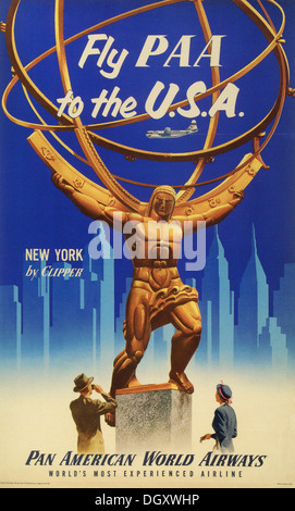 Pan American Airlines vintage travel poster, 1955 - solo uso editoriale. Foto Stock