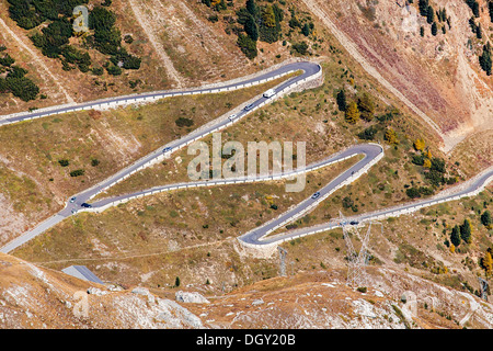 Alpine pass road di Stelvio Nationalpark Stilfser Joch, PRAD, Alto Adige Provincia, Trentino-Alto Adige, Italia Foto Stock