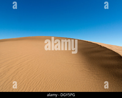 In prossimità delle dune di sabbia ridge contro un cielo blu Marocco Foto Stock