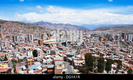 Vista panoramica di La Paz in Bolivia Foto Stock