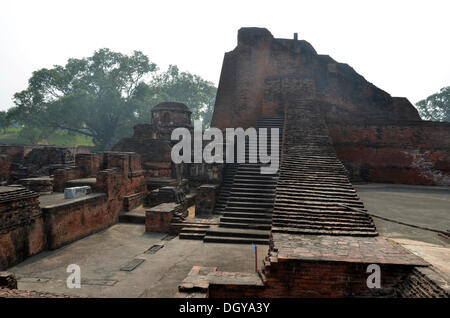 Sito archeologico e buddista importante meta di pellegrinaggio, i ruderi della antica Università di Nalanda, Ragir, Bihar Foto Stock