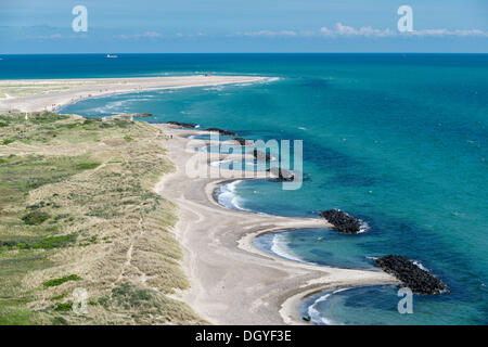 Struttura di frangionde, Finecampo, riunione del Mare del Nord e il Mar Baltico, Grenen, Skagen, nello Jutland, Danimarca Foto Stock