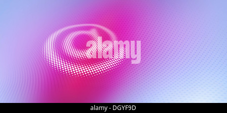 Dot modellato a segno contro una rosa e viola gradiente dello sfondo Foto Stock
