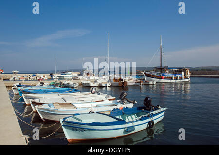 Barche da pesca nel porto di Pasman, isola di Pasman, Mare Adriatico, Zara, Dalmazia, Croazia, Europa Foto Stock