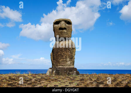 Moai, in Ahu Tahai, vicino a Hanga Roa, Isola di Pasqua, Rapa Nui, Pacific Foto Stock