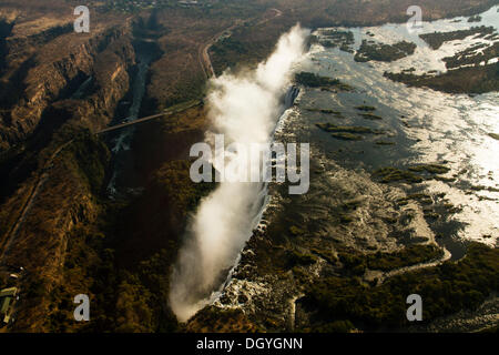 Vista aerea, Victoria Falls, Zimbabwe Africa Foto Stock