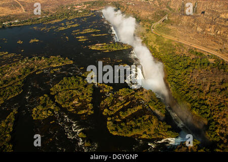 Vista aerea, Victoria Falls, Zimbabwe Africa Foto Stock