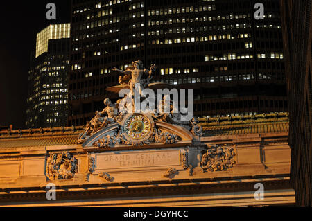 Night Shot, anteriore, la grand central station, la città di new york, new york, Stati Uniti d'America, Stati Uniti, America del nord Foto Stock