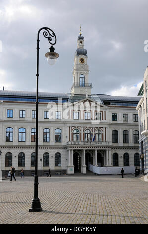 Municipio, piazza ratslaukums, riga, quartiere storico, Lettonia, paesi baltici, Europa settentrionale Foto Stock