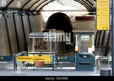 Stazione a valle, funicolare, loschwitz, Dresda, Sassonia Foto Stock