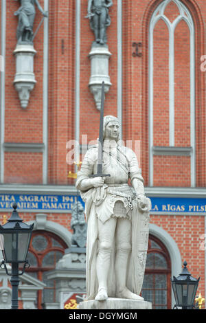 Statua di roland, piazza Municipio, Riga, Lettonia, paesi baltici, Europa Foto Stock