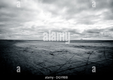 Fotografia in bianco e nero di bassa marea beach Foto Stock