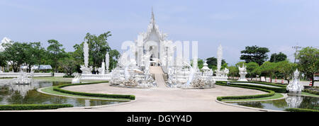 Wat Rong Khun tempio, bianco tempio, Chiang Rai, Thailandia, Asia Foto Stock