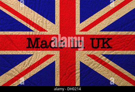 Made in UK il testo sulla bandiera Foto Stock