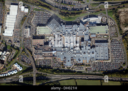 Verticale vista aerea del Metrocentre a Gateshead vicino a Newcastle upon Tyne Foto Stock