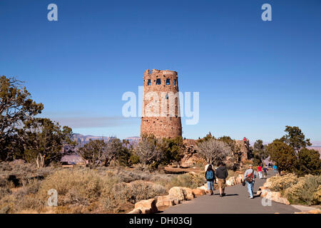 Vista del deserto torre di avvistamento, Grand-Canyon-Nationalpark, Arizona, Stati Uniti Foto Stock