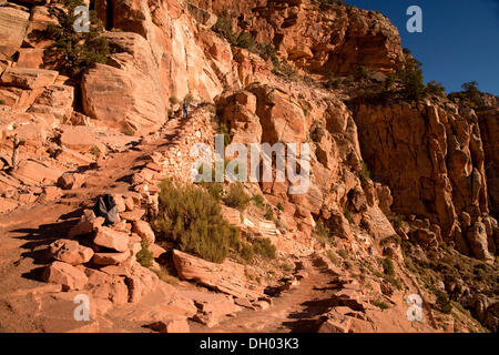 Sulla South Kaibab trail attraverso il Parco Nazionale del Grand Canyon, Grand-Canyon-Nationalpark, Arizona, Stati Uniti Foto Stock