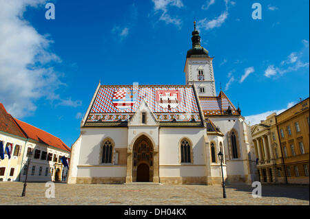 Tardo gotica di san marco chiesa, crkva sv. marka, Zagabria, Croazia, Europa Foto Stock