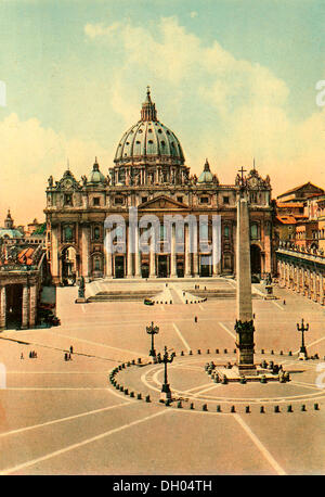 Foto storiche da circa 1930, Basilica di San Pietro e la Basilica di San Pietro, Piazza San Pietro, il Vaticano, Roma, Lazio Foto Stock