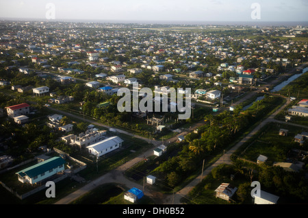 Vista aerea di Georgetown, Guyana, Sud America, che mostra la struttura urbana e lo sviluppo di alloggiamento. Foto Stock