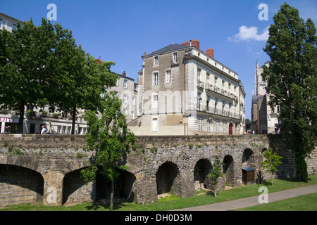 Vista da Château des Ducs de Bretagne, Nantes, Francia Foto Stock