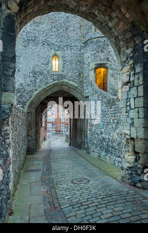 Lewes Castle gateway, Lewes, East Sussex. Foto Stock