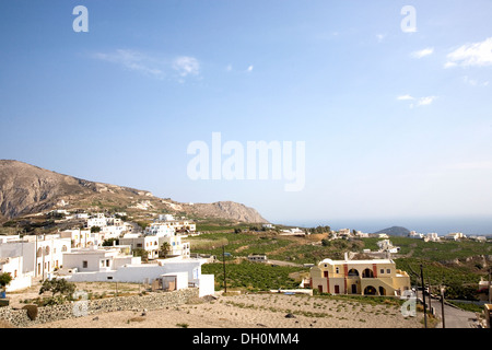 Santorini, visto dalla città di Megalochori a Santorini, Grecia il 7 luglio 2013. Foto Stock