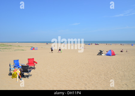 Vista della spiaggia, Chapel St Leonards, Lincolnshire, England, Regno Unito Foto Stock