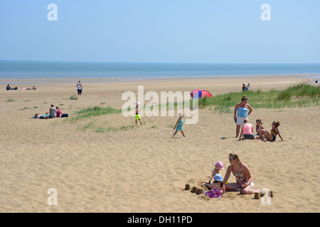 Vista della spiaggia, Chapel St Leonards, Lincolnshire, England, Regno Unito Foto Stock